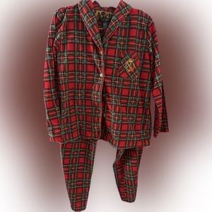 woman’s L lauren ralph lauren red plaid signature embroidered logo pajam…